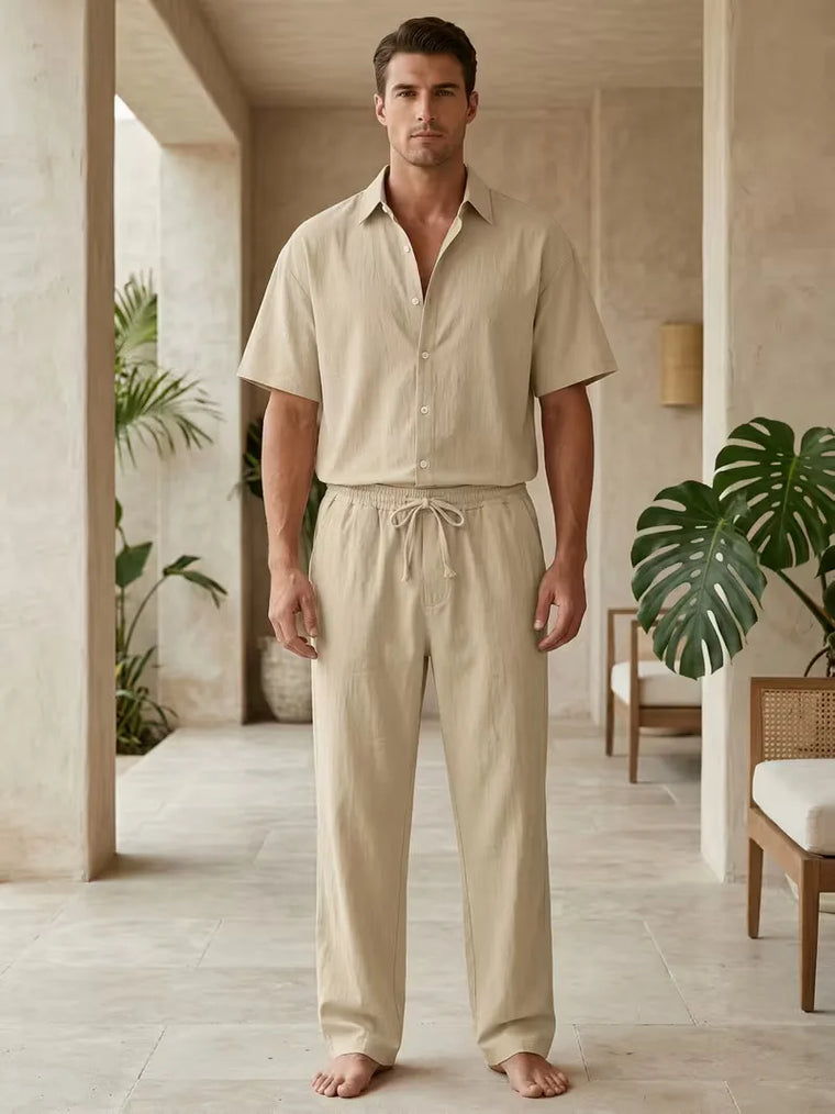 Korte mouw overhemd met lange broek