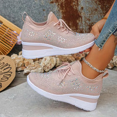 Platform sneakers met gebreide bovenkant