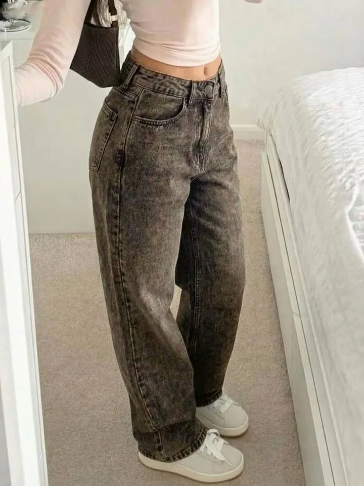 Straight jeans met mid-rise