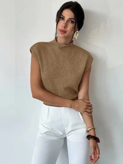 Mouwloos vest met mock neck