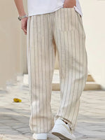 Wide fit pantalons met verticale strepen
