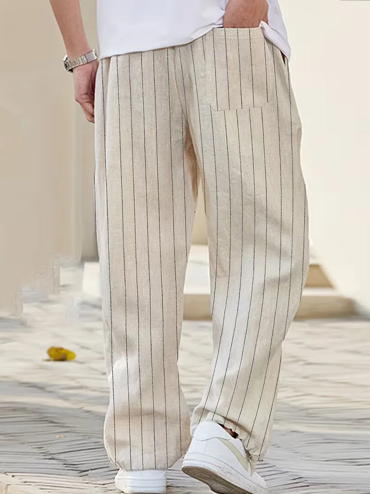 Wide fit pantalons met verticale strepen