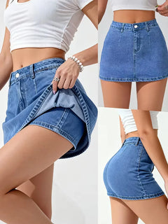Denim rok met hoge taille
