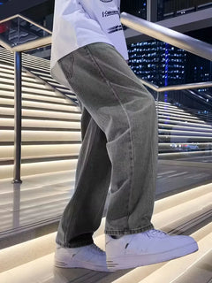 Loose fit jeans met wide leg