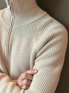 Zip-up trui met ribbelstructuur