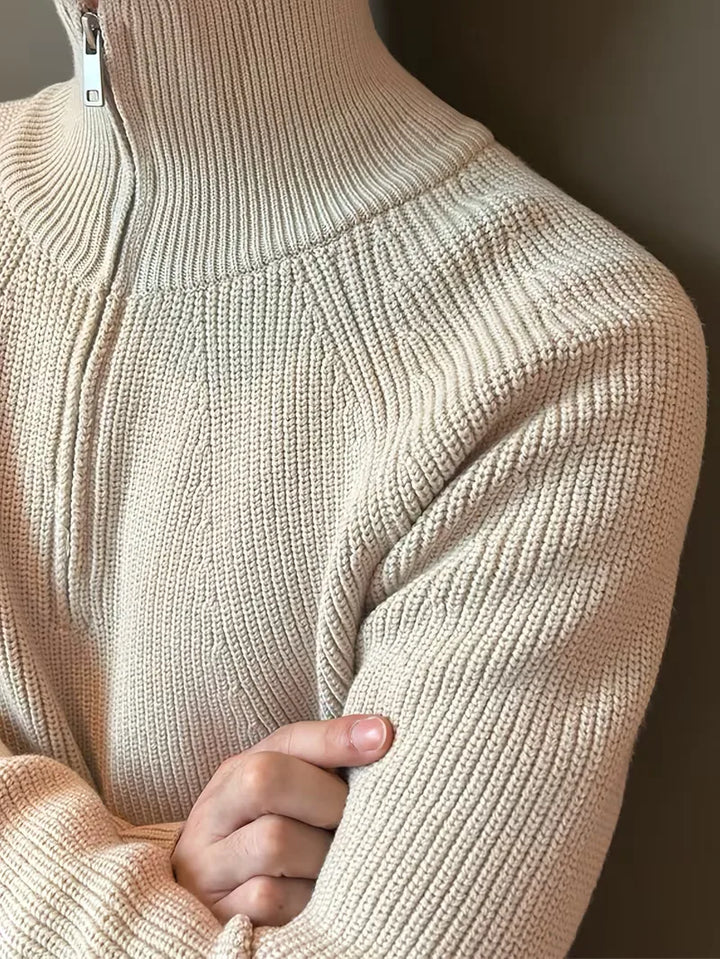 Zip-up trui met ribbelstructuur