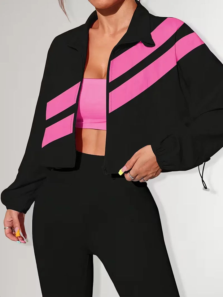 Track jacket met elastische manchetten
