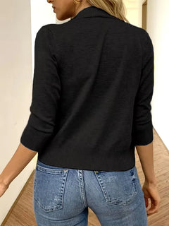 Paarse open-front cardigan 3/4 mouwen