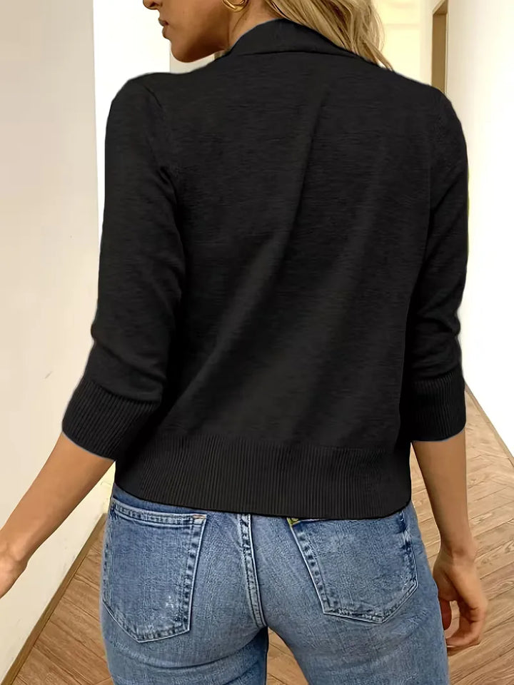 Paarse open-front cardigan 3/4 mouwen