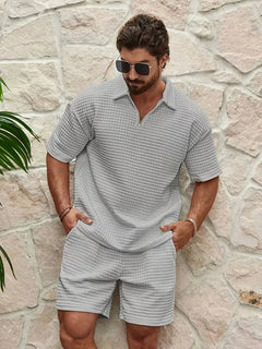 Shorts met V-neck en textuur