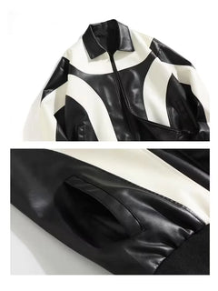 Leren jassen met color block patroon
