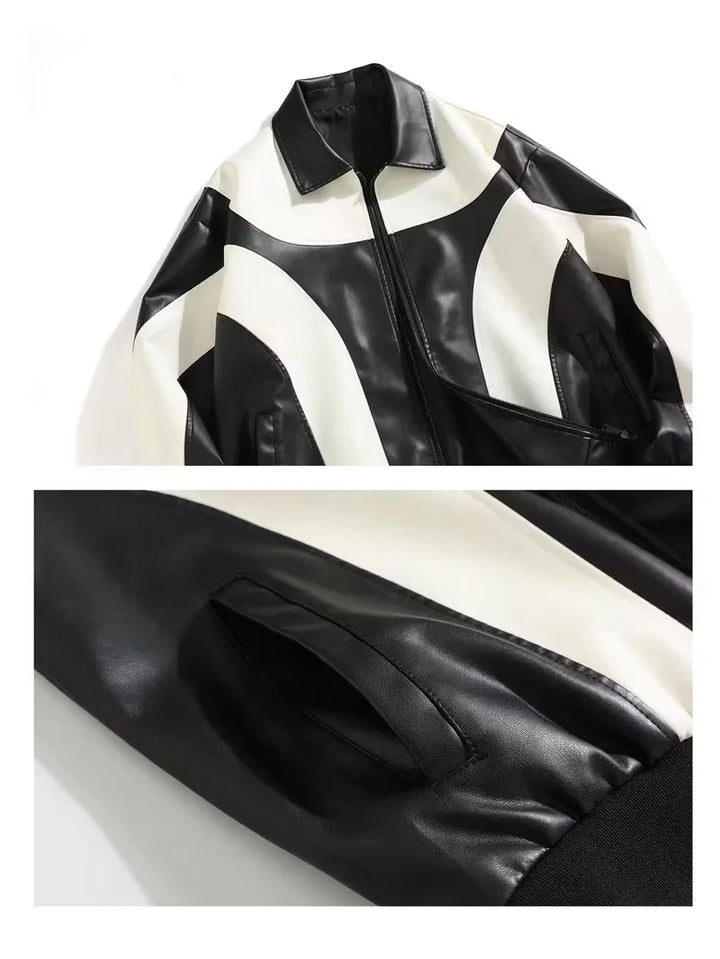 Leren jassen met color block patroon