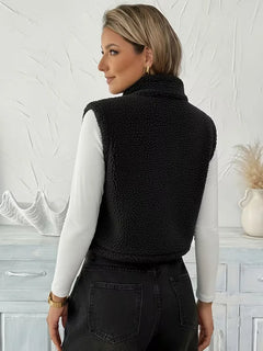 Vest met rits en faux shearling