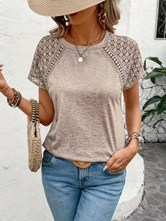 T-shirt met kantdetails korte mouw