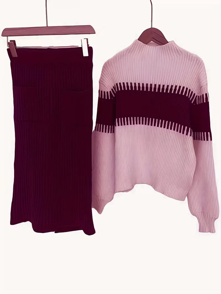 Tweedelige set met ribbed textuur