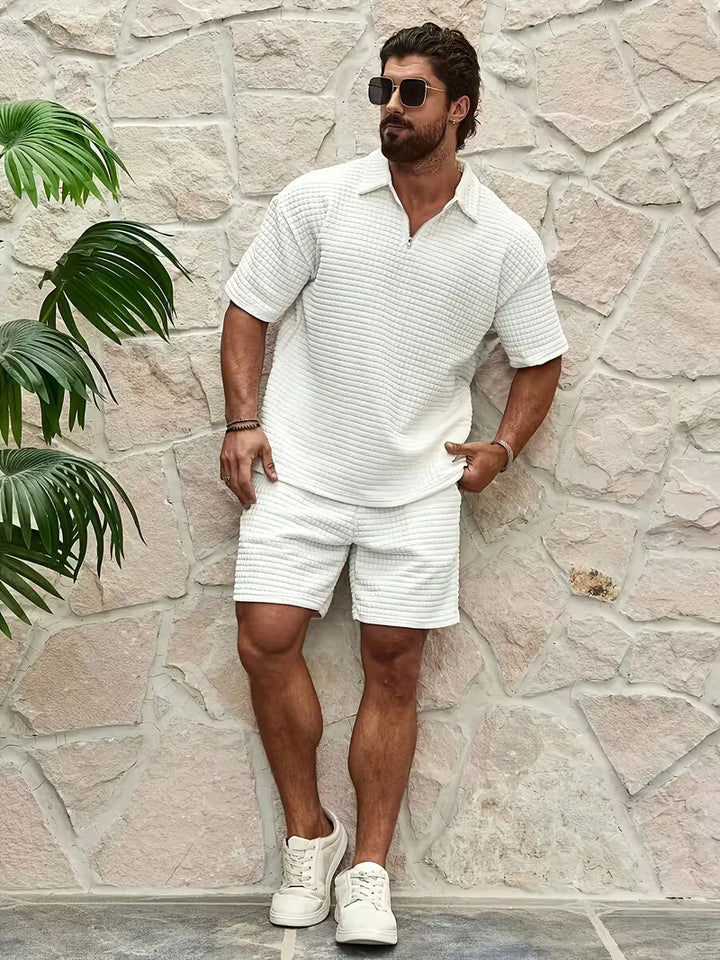 Shorts met V-neck en textuur