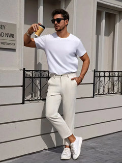 Slim fit pantalon met pinstripe