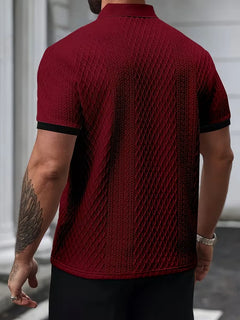 Polo met V-neck en jacquard patroon