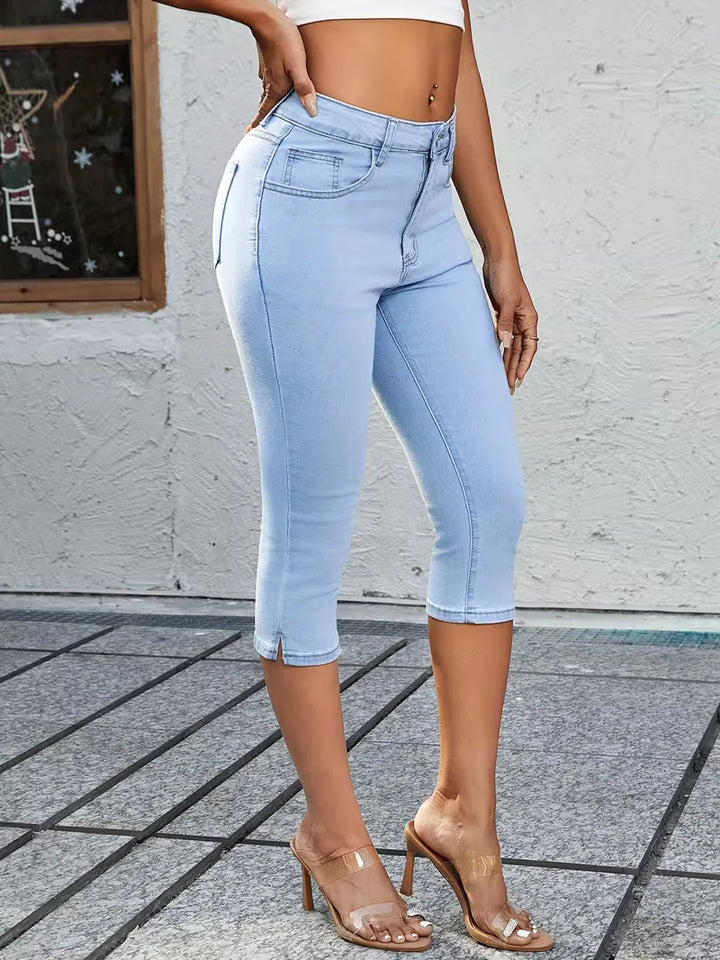 Skinny jeans met split hem