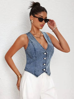 Gilet met V-hals en puntige zoom