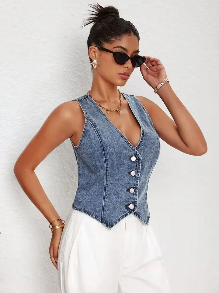 Gilet met V-hals en puntige zoom