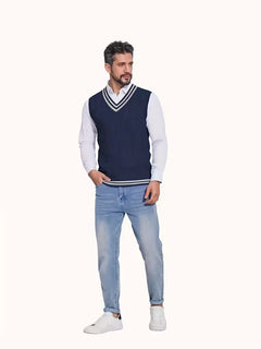 Mouwloos gebreid vest met V-hals