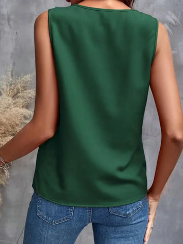 blouse met V-hals en ruffles
