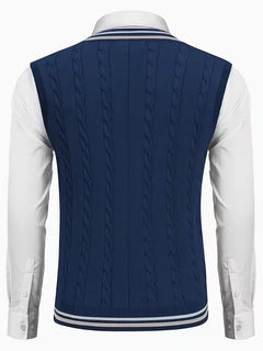 Mouwloos gebreid vest met V-hals