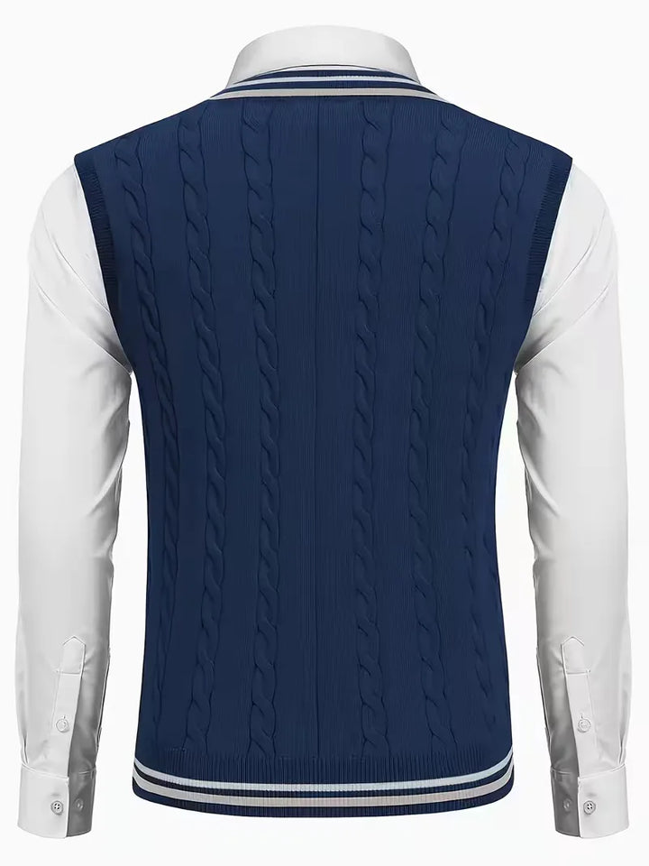 Mouwloos gebreid vest met V-hals