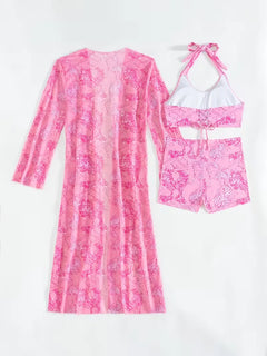 Cover-up met halternek en shorts