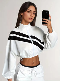 Track jacket met elastische manchetten