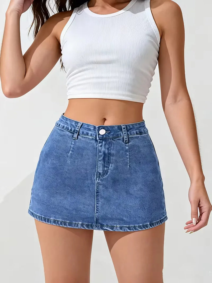 Denim rok met hoge taille