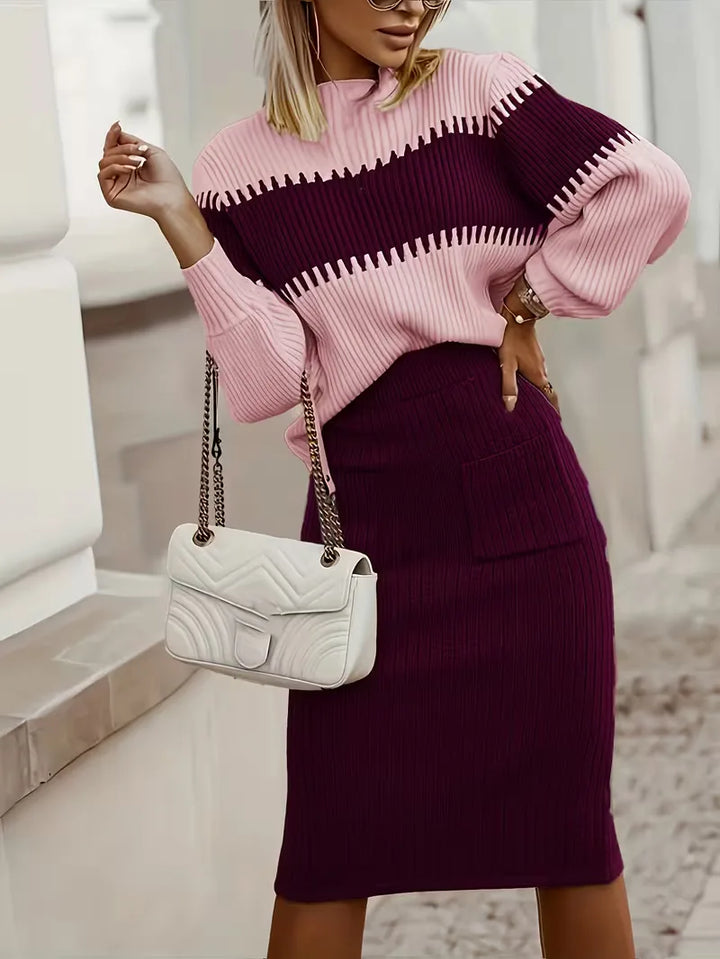 Tweedelige set met ribbed textuur