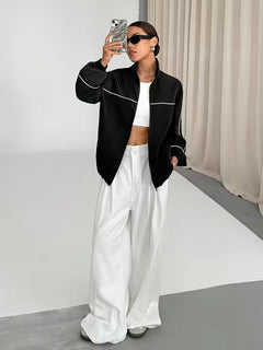 Track jacket met hoge kraag