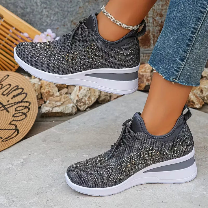 Platform sneakers met gebreide bovenkant