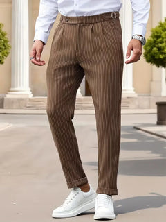 Slim fit pantalon met verticale strepen