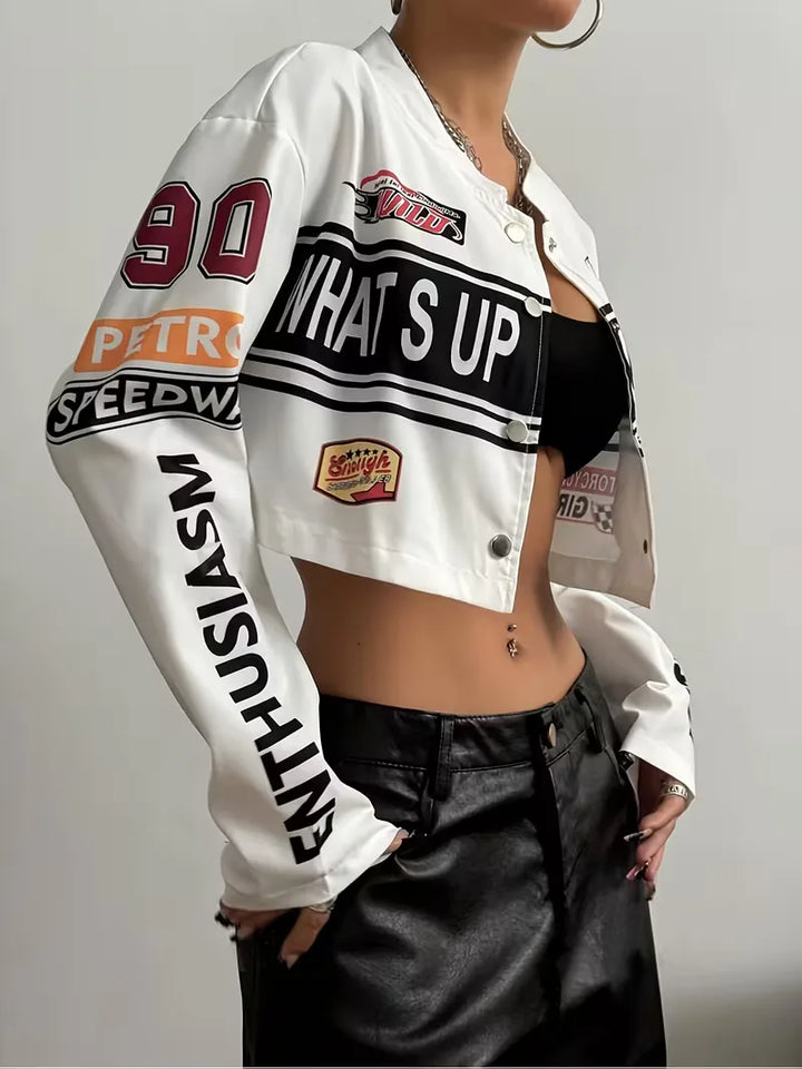 Bomberjack met graphic text