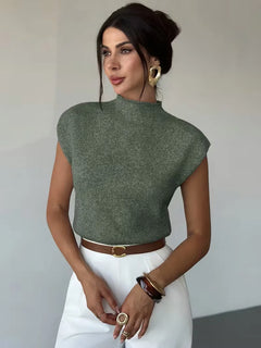 Mouwloos vest met mock neck