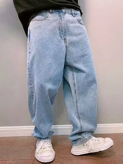 Loose fit jeans met mid-rise
