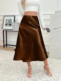 Satijnen rok met hoge taille