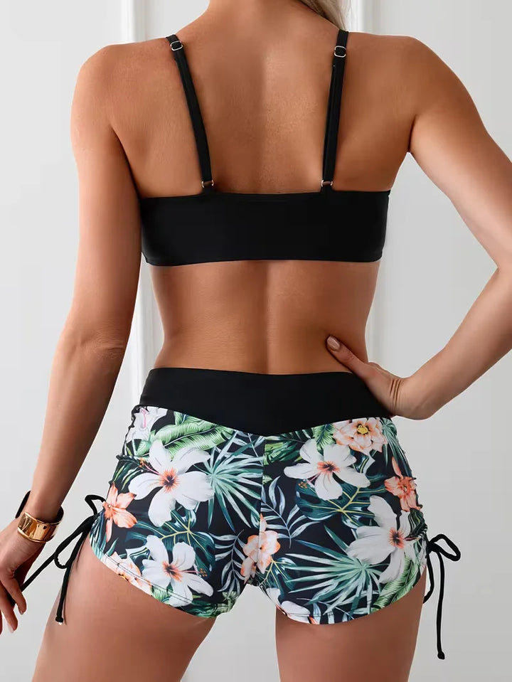 Bikini met hoge taille en bloemenprint