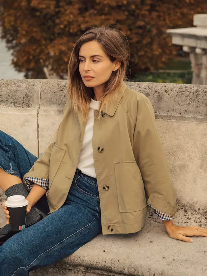 Trenchcoat met plaid voering
