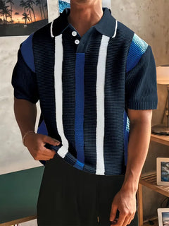 Polo met V-neck en korte mouw