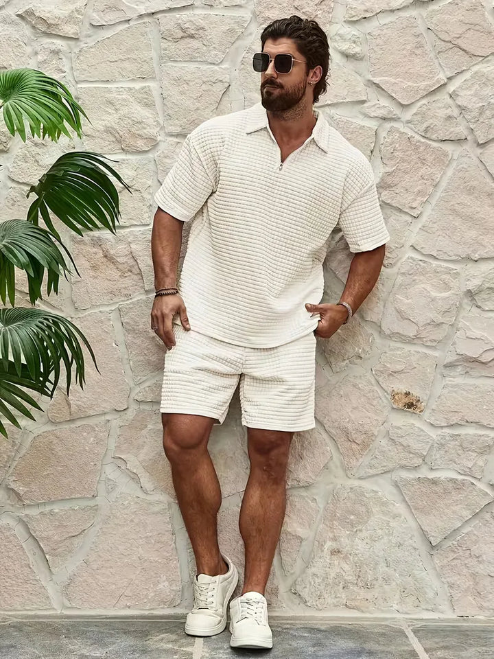 Shorts met V-neck en textuur