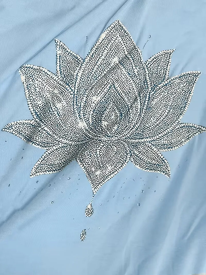 T-shirt met lotus bloemenprint