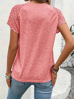 T-shirt met kantdetails korte mouw