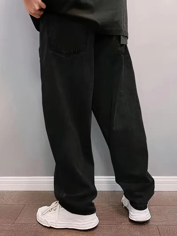 Loose fit jeans met mid-rise