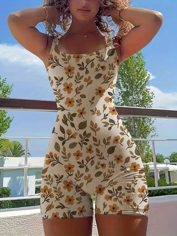 Floral jumpsuit met slim fit