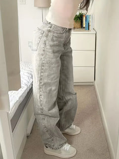 Straight jeans met mid-rise