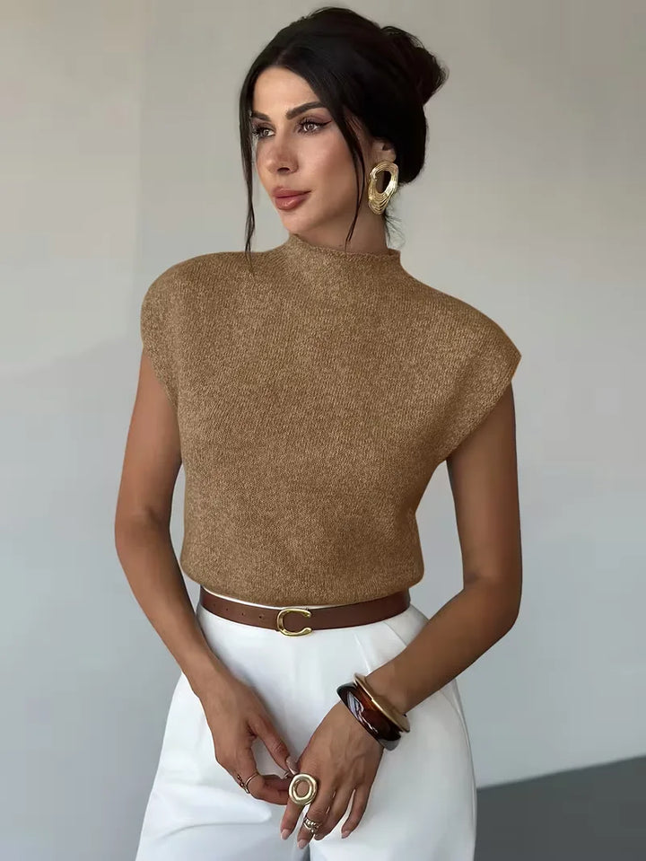 Mouwloos vest met mock neck